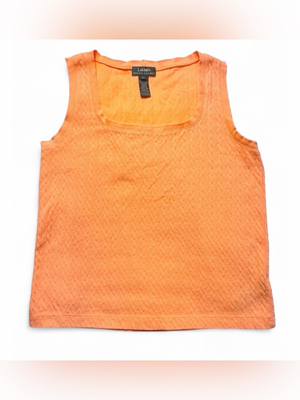 LAUREN RALPH LAUREN Womens Cable Knit Square Neck Tank Sleeveless Top Size L - Picture 2 of 8